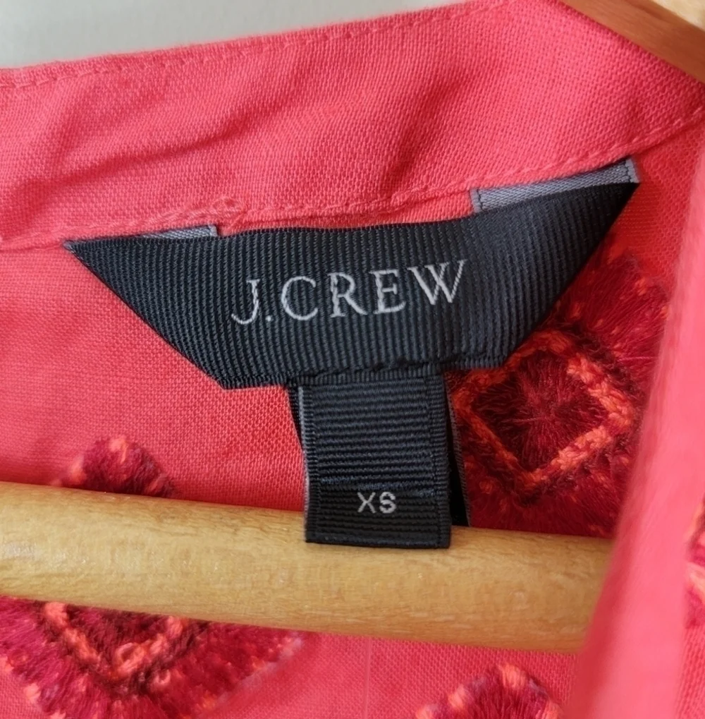 NWT J. Crew Linen Blend Embroidered Sheath Dress Size XS